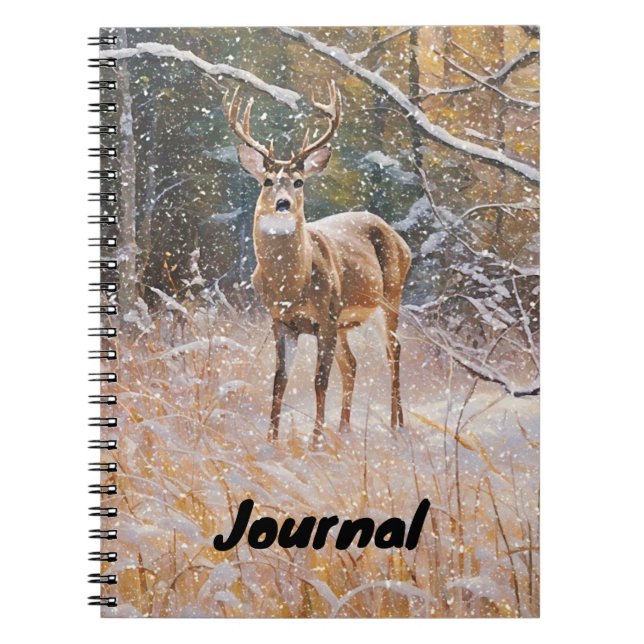 Big Buck Deer Snow Art Journal Notizblock (Vorderseite)