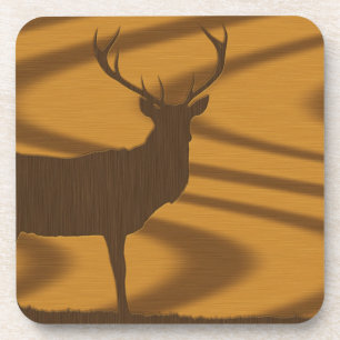 Big Buck Silhouette in Holz Untersetzer