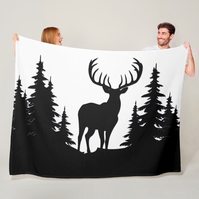 Big Buck unter Pine Tree Vector Fleecedecke (Beispiel)