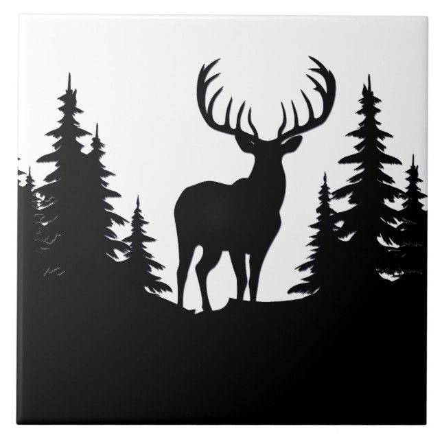 Big Buck unter Pine Tree Vector Fliese (Vorderseite)