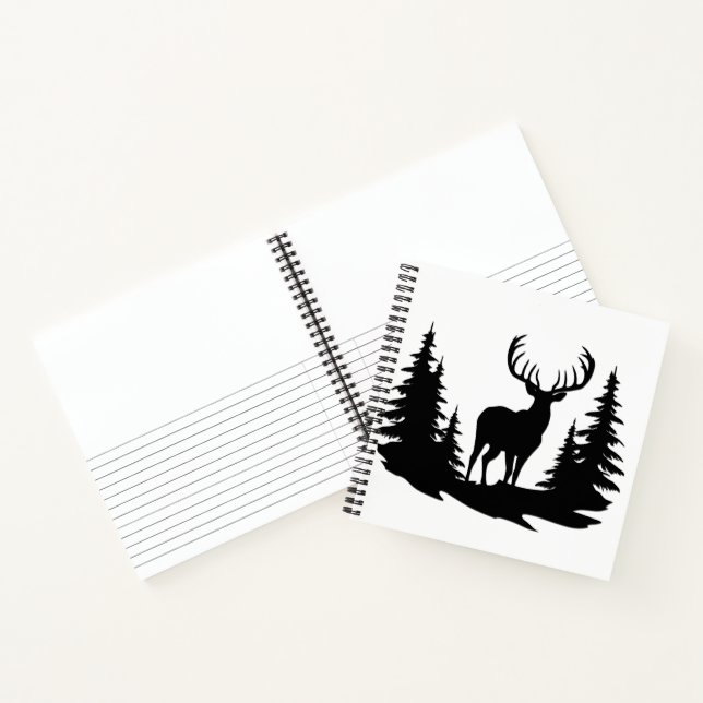 Big Buck unter Pine Tree Vector Notizbuch (Innenseite)