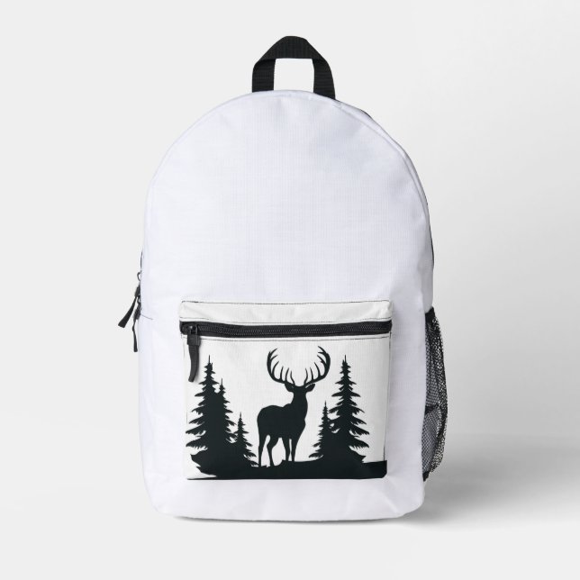 Big Buck unter Pine Trees Bedruckter Rucksack (Vorderseite)