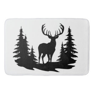 Big Buck unter Pine Trees Vector Badematte