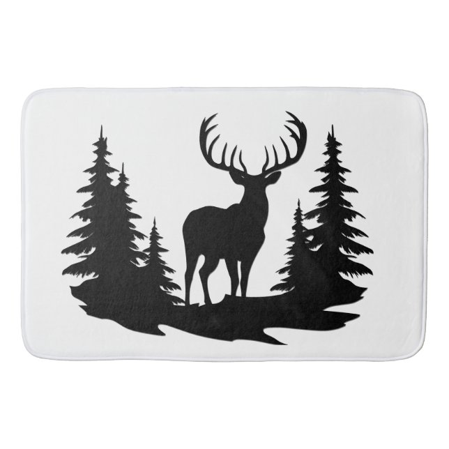Big Buck unter Pine Trees Vector Badematte (Vorderseite)