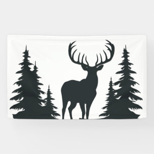 Big Buck unter Pine Trees Vector Banner