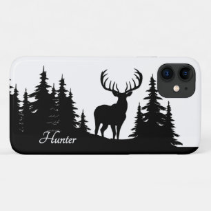 Big Buck unter Pine Trees Vector Persönlicher Name Case-Mate iPhone Hülle