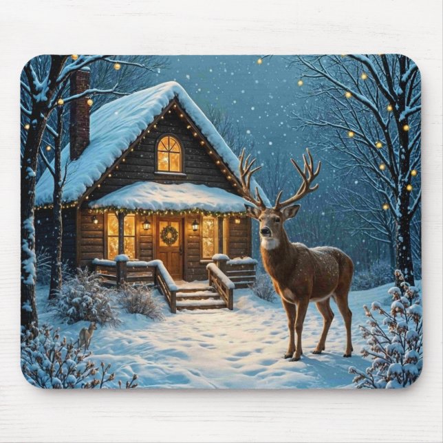  Big Buck's Snowy Christmas Visit Mousepad (Vorne)