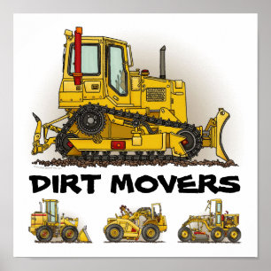 Big Bulldozer Dozers Dirt Movers Poster Print