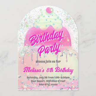 Big cake design girl Birthday Party Einladung