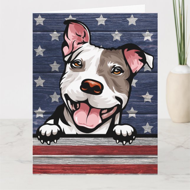 Big Card Patriotic Pit Bull Dankeskarte (Vorderseite)