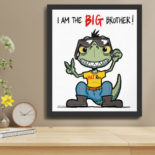 BIG Cartoon Happy Green Dinosaur Poster