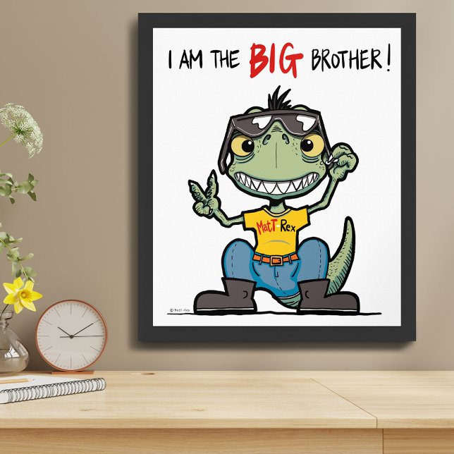 BIG Cartoon Happy Green Dinosaur Poster (BIG brother Happy Green Dinosaur Cartoon Poster)