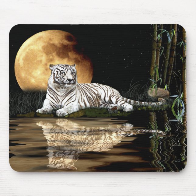 Big Cat Bengalisch Tiger und Vollmond Mousemat Mousepad (Vorne)
