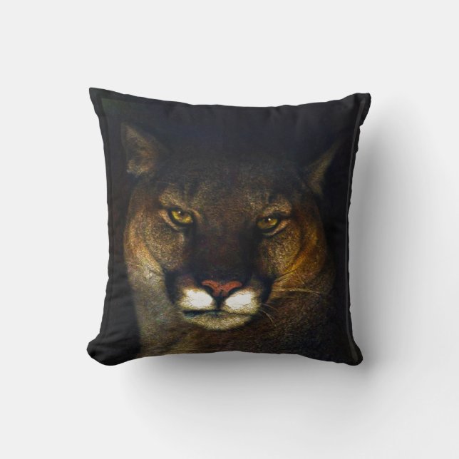 Big Cat Cougar Mountain Lion Art Design Kissen (Vorderseite)