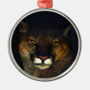 Big Cat Cougar Mountain Lion Art Design Silbernes Ornament