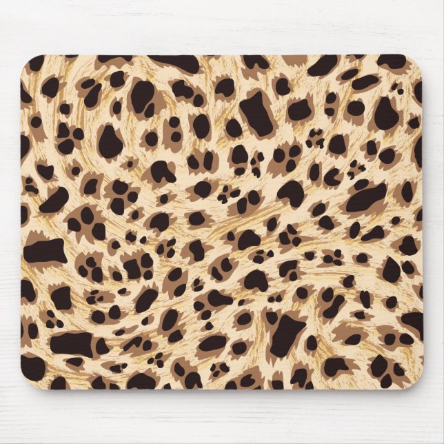 Big Cat, Leopard Fur Print Nahtlose Muster Design Mousepad (Vorne)