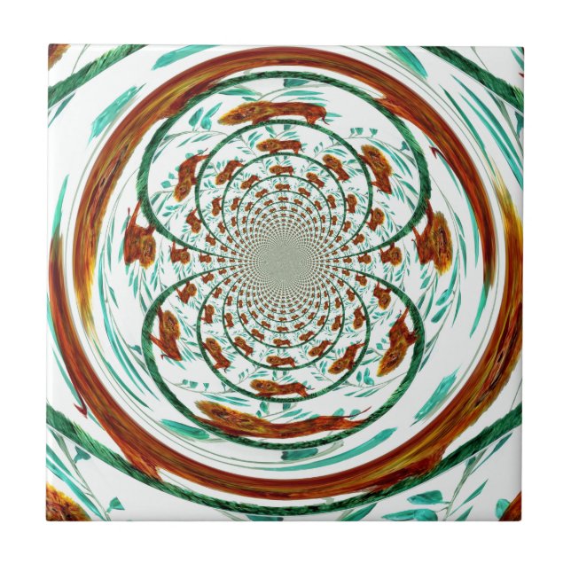 Big Cat Lions Wildlife Abstrakt Pattern Fliese (Vorderseite)