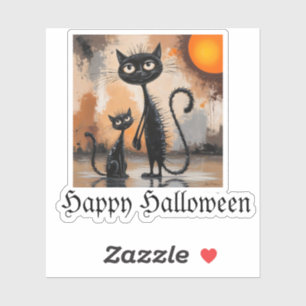 Big Cat Little Cat Halloween Aufkleber