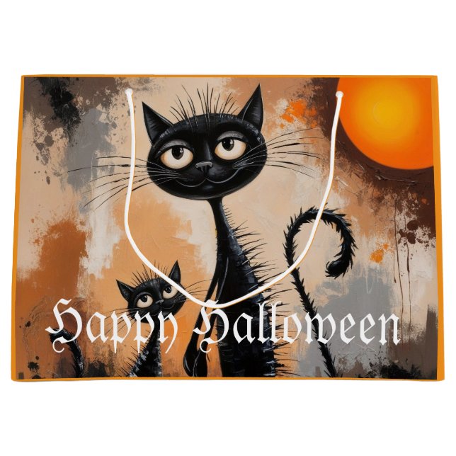 Big Cat Little Cat Halloween Große Geschenktüte (Vorderseite)