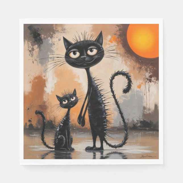 Big Cat Little Cat Halloween Serviette (Vorderseite)