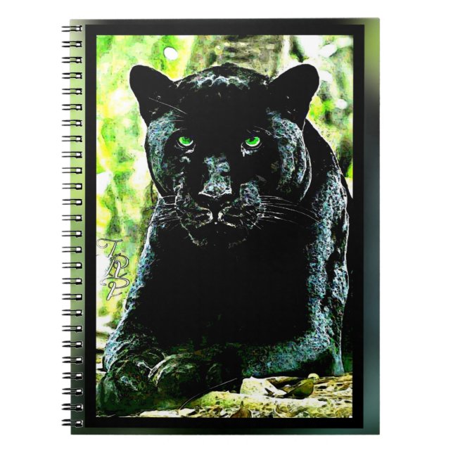 Big Cat Modelle: Mit Augen grüner Panther Notizblock (Vorderseite)
