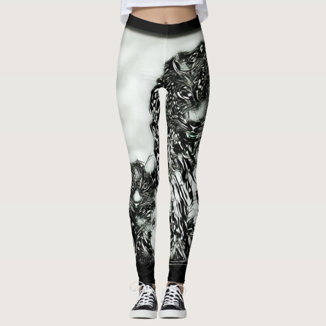 Big Cat Models: Magnified Snow Leopard & Cub 01-04 Leggings (Vorderseite)