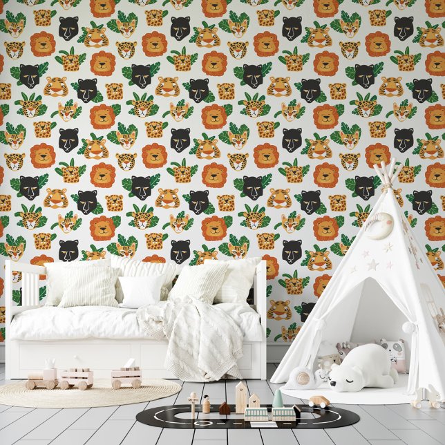 Big Cats Lions Tigers Panther Pattern Kinderzimmer Tapete (Von Creator hochgeladen)