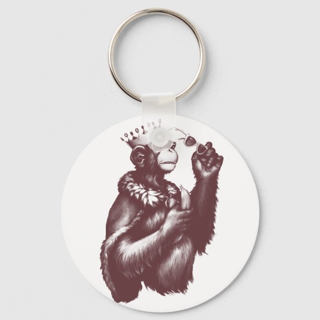 Big Chimpin' (Monochrom) Schlüsselanhänger (Vorderseite)