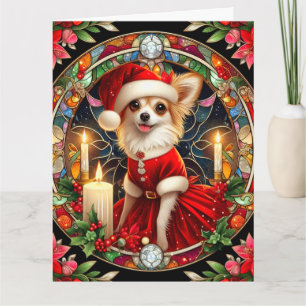 Big Christmas Card Chihuahua in Santa Dress Karte