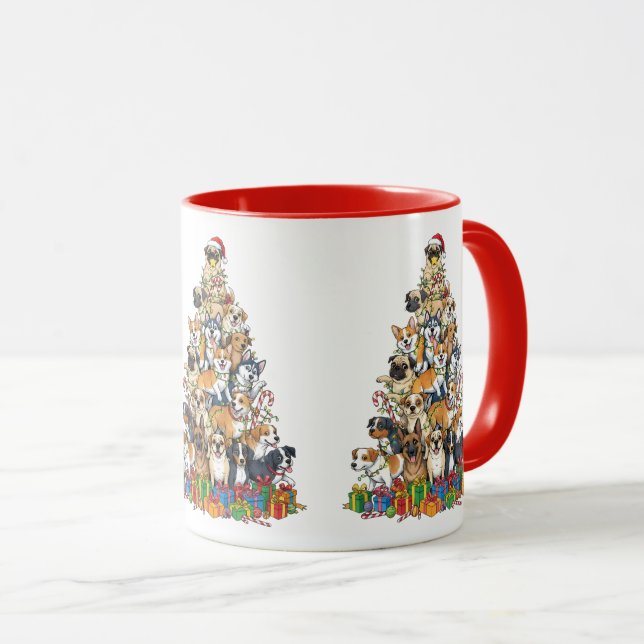 Big Christmas Dog Tree – Festive Pup Tasse (VorderseiteRechts)