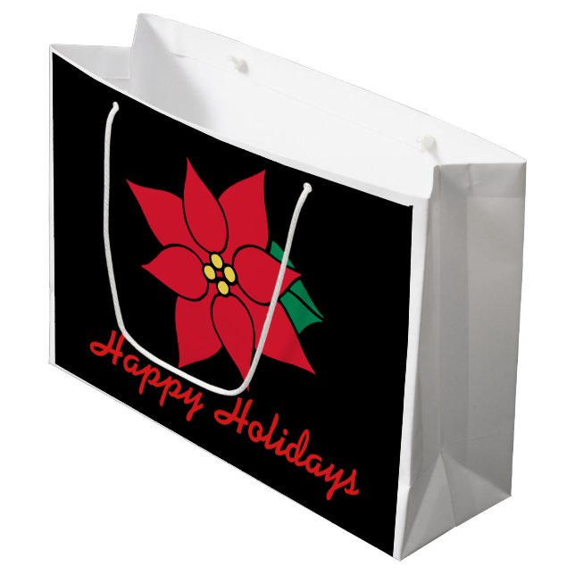 Big Christmas Poinsettia Geschenktasche Große Geschenktüte (Vorderseite Schrägansicht)