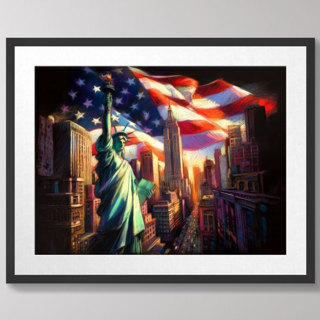 Big City Patriotic USA Flaggenstatue Liberty Ameri Poster (Von Creator hochgeladen)