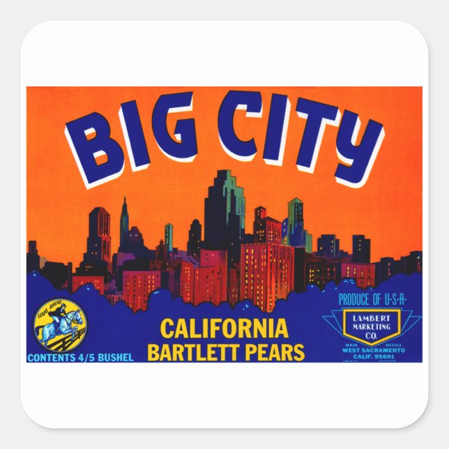 Big City Pears Quadratischer Aufkleber (Vorderseite)