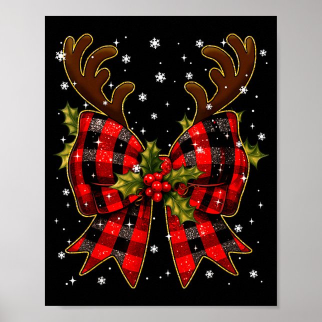 Big Coquette Plaid Reindeer Christmas Xmas Women G Poster (Vorne)