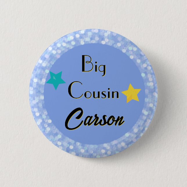 Big Cousin mit Stars Personalisiert Classic Round Button (Vorderseite)