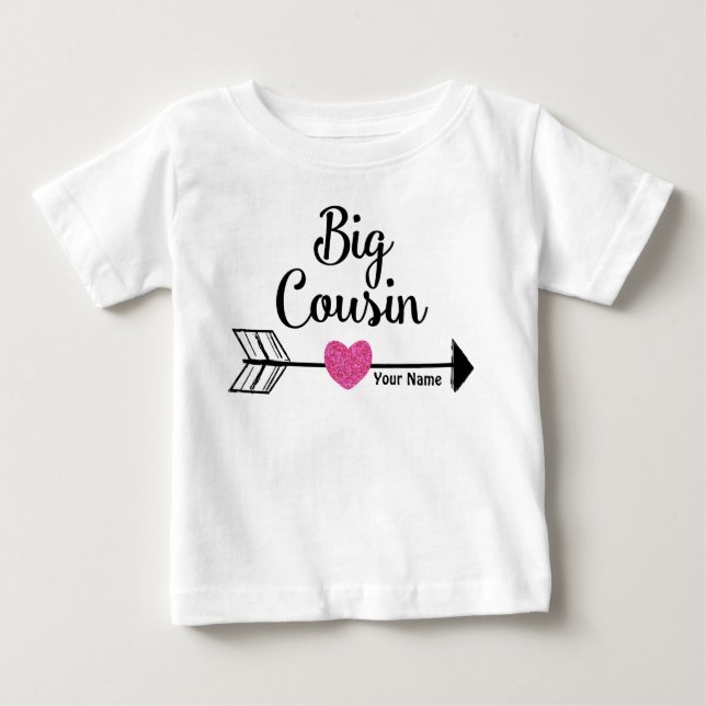 Big Cousin Pink Arrow Personalisiertes Shirt (Vorderseite)