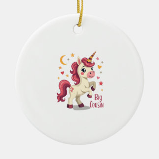Big Cousin Unicorn Vintage Cute Kids Typography De Keramik Ornament