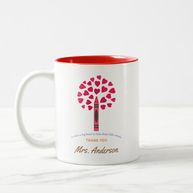 Big Crayon Tree / Lehrerbewertung Zweifarbige Tasse (Links)
