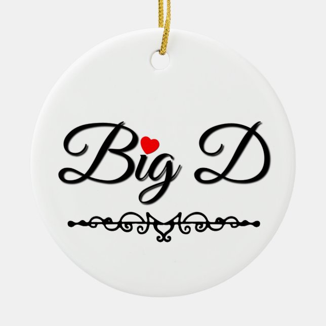 Big D mit rotem Herzen Keramik Ornament (Vorne)
