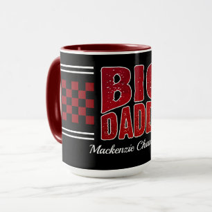 Big Daddy mit dunkelroten Schachbrettern und Name  Tasse