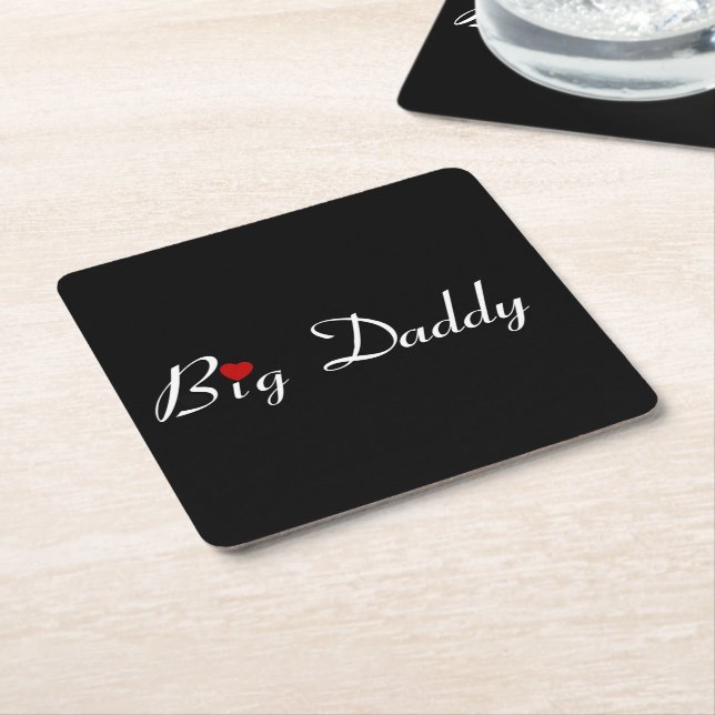 Big Daddy mit Red Heart Rechteckiger Pappuntersetzer (angewinkelt)