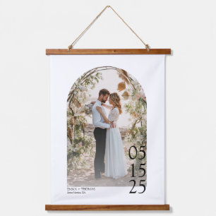 Big Date Custom Foto Print Wedding Wandteppich Mit Holzrahmen
