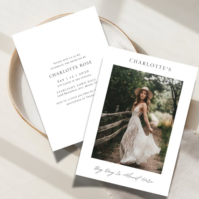 Big Day Simple Rustic Boho Brautparty Foto Einladung (Von Creator hochgeladen)