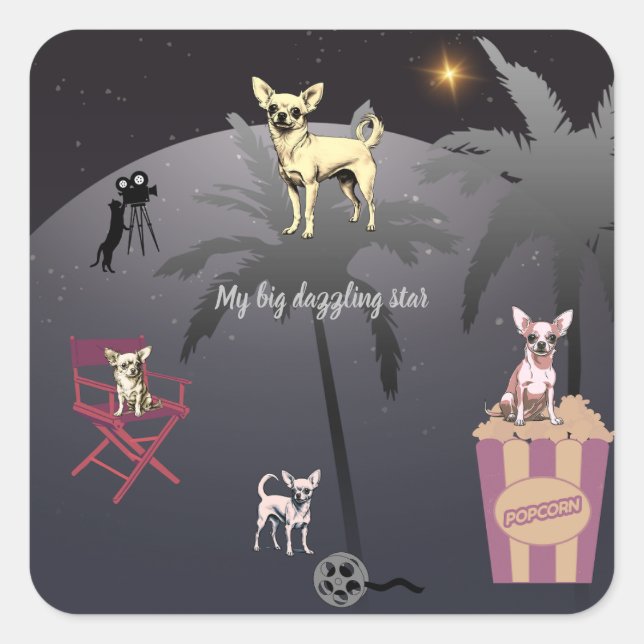 Big Dazzling Star Quadratischer Aufkleber (Vorderseite)