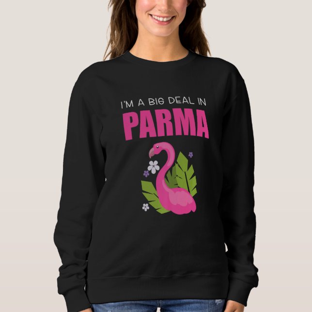 Big Deal Sarcastic Funny Parma Ohio Pink Flamingo Sweatshirt (Vorderseite)