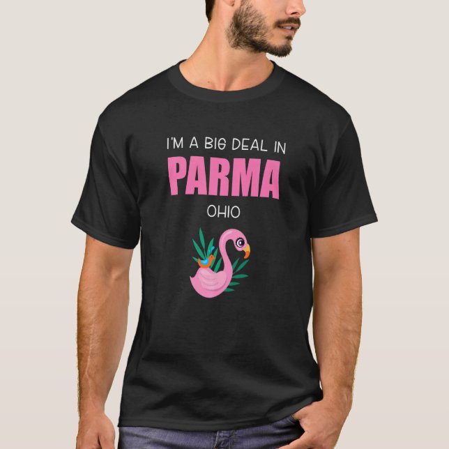Big Deal Sarcastic Parma Ohio Rosa Flamingo T-Shirt (Vorderseite)