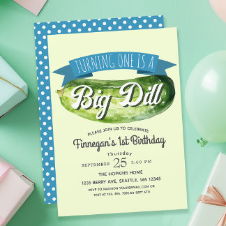 Big Dill Pickle Boy's Kids 1. Geburtstag Einladung
