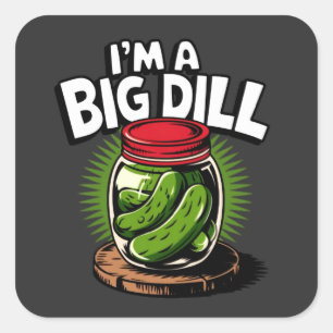 Big Dill Pickle Jar Grafik für Pickle Liebhaber Quadratischer Aufkleber