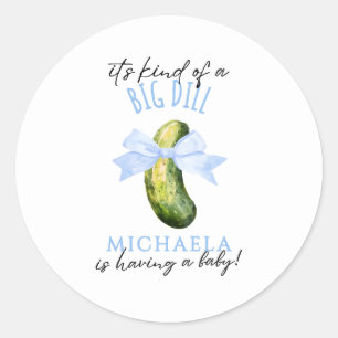 Big Dill Watercolor Kokette Pickle Baby Shower Runder Aufkleber