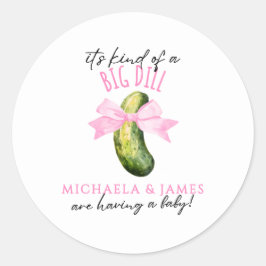 Big Dill Watercolor Pickle Paarbaby-Party Runder Aufkleber